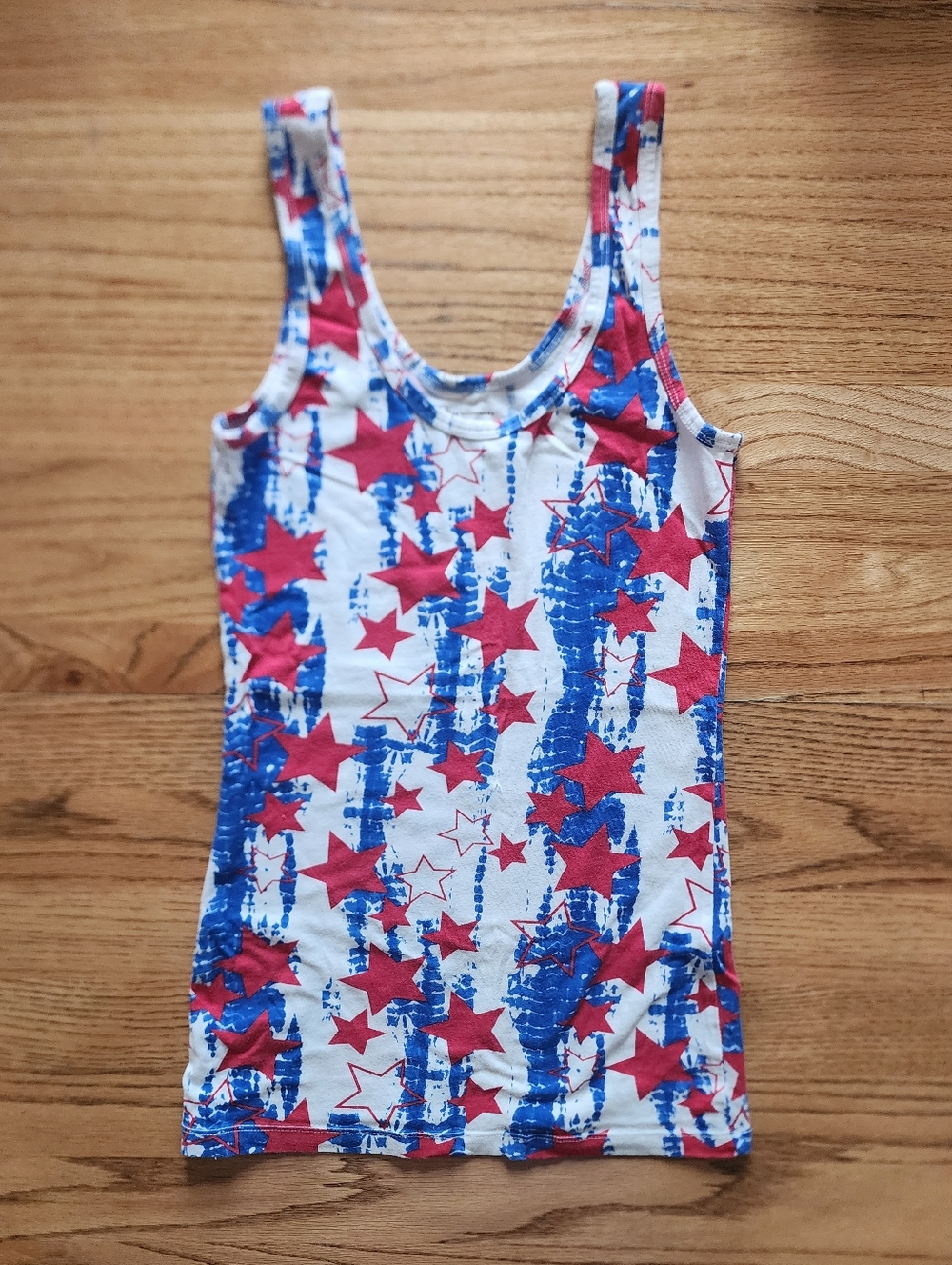 No Boundaries Junior's Stars & Stripes Scoop Neck Pullover Tank Top Small 3-5
